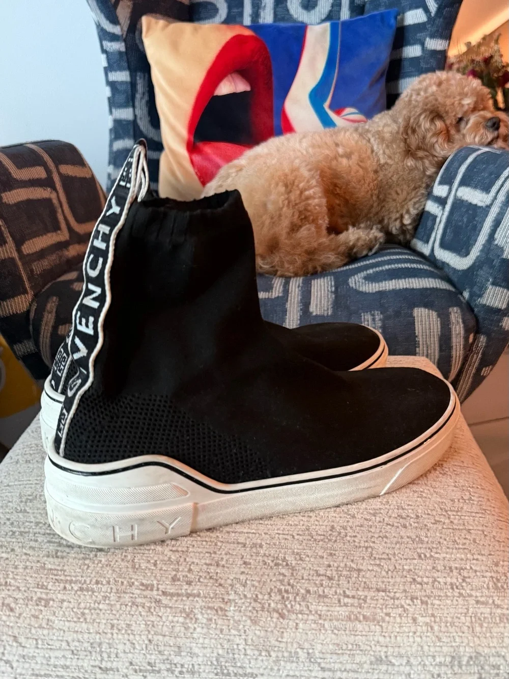 Givenchy Black and White Logo-Strip Slip-On Sneakers
